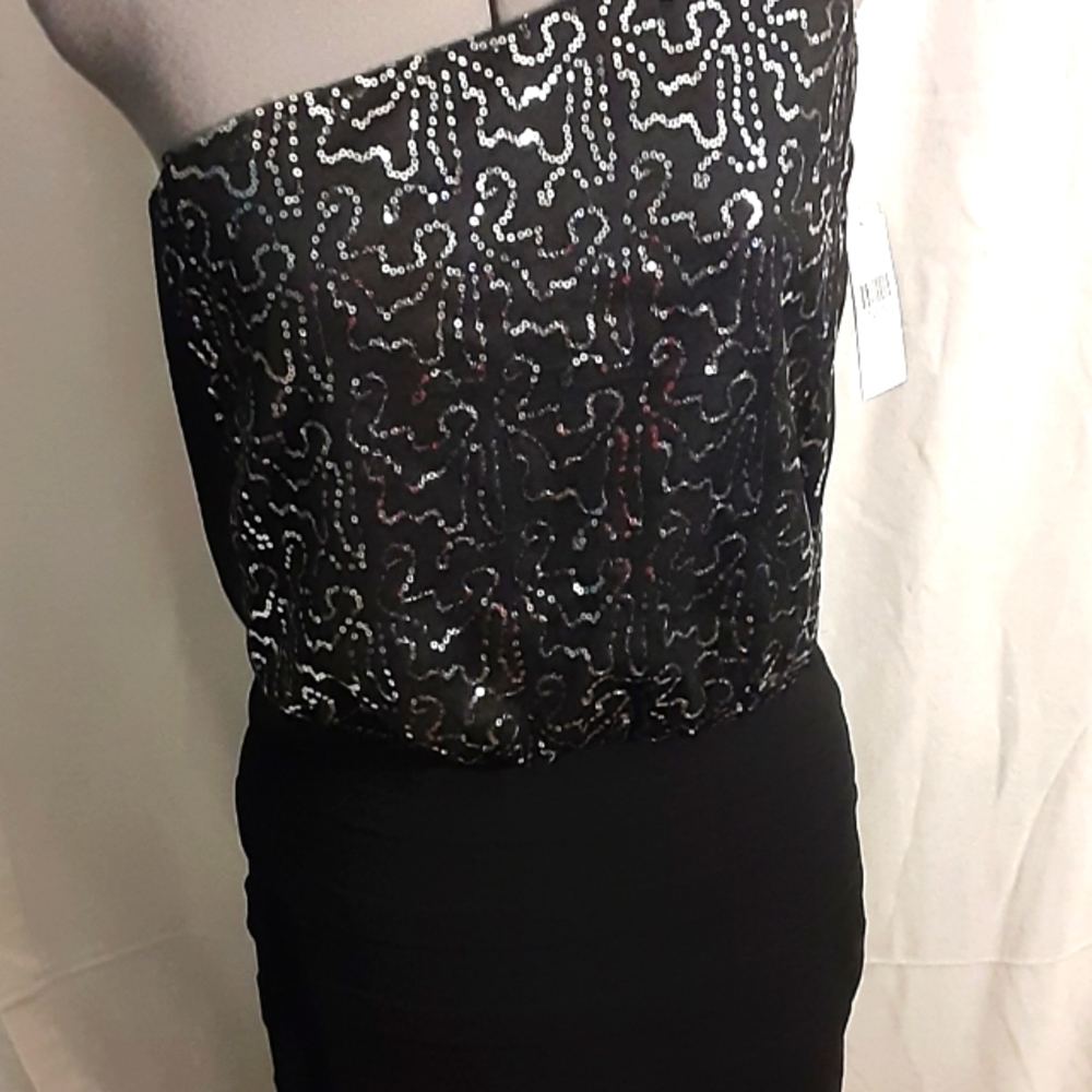 B Too Womens Black One Shoulder Dress Size L NWT
